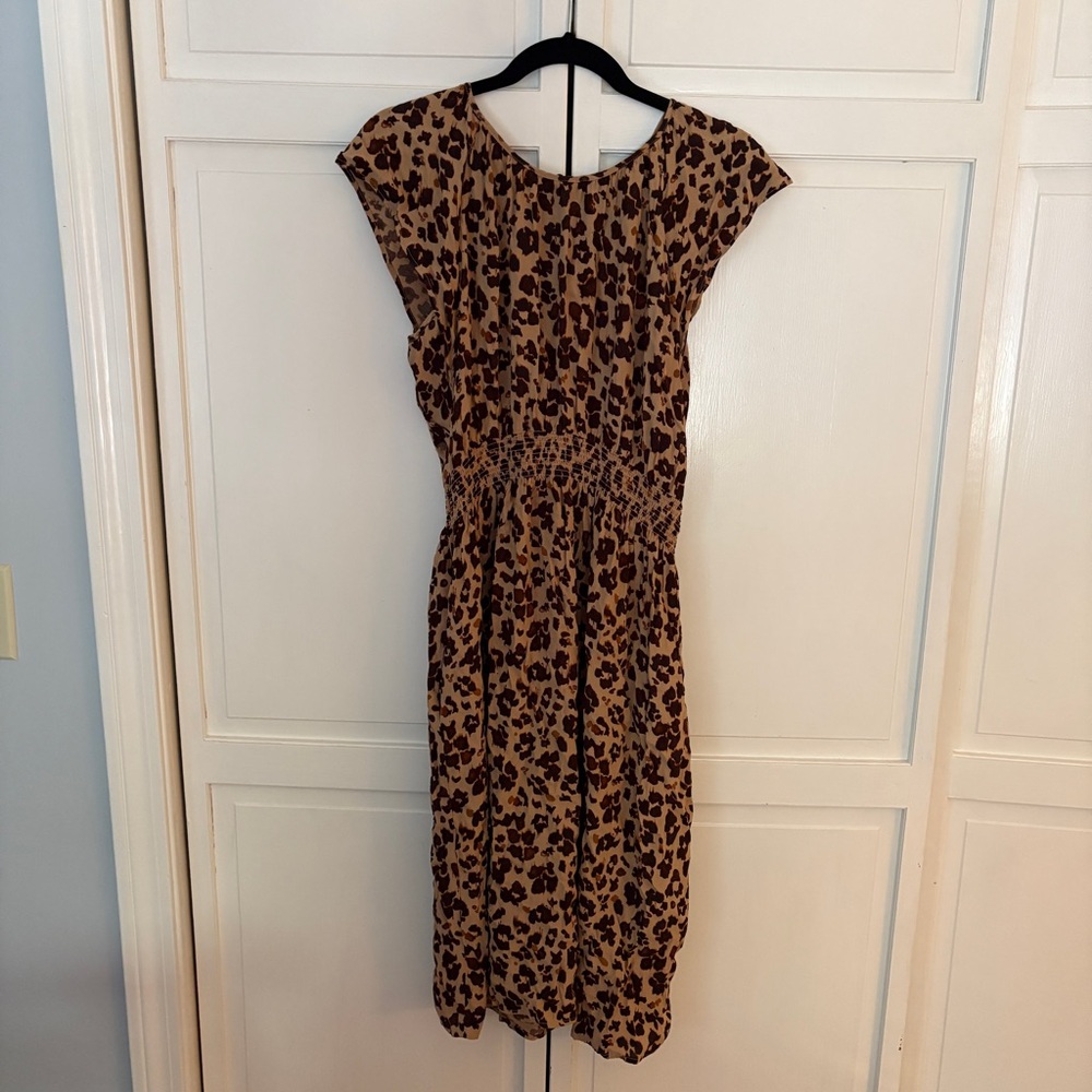 GAP Brown Leopard Print Midi Dress NWOT